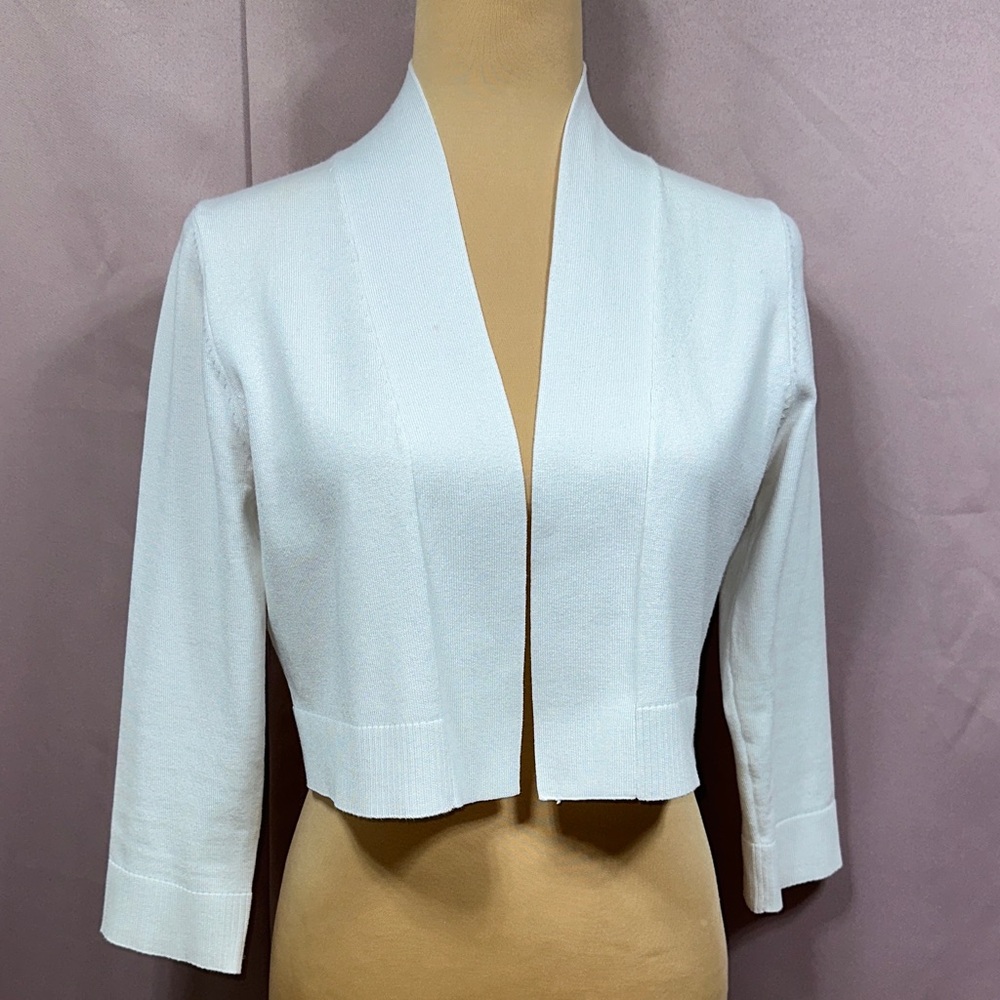 Calvin Klein White Knit Cropped Bolero